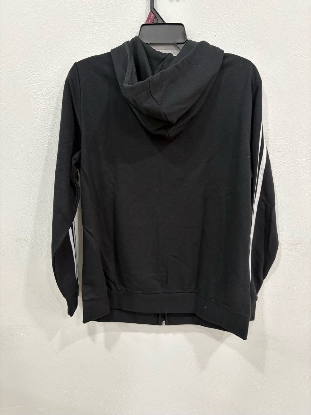 adidas Women’s Black Zip-Up Hoodie White Stripes